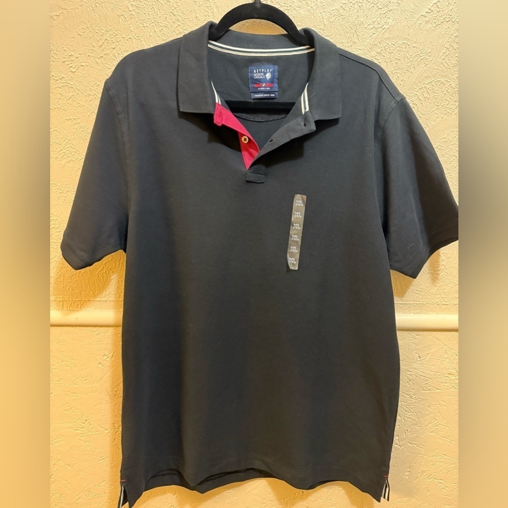 Netplay Men’s Black Short Sleeve Polo 100% Fine Yarn Cotton NWT XL